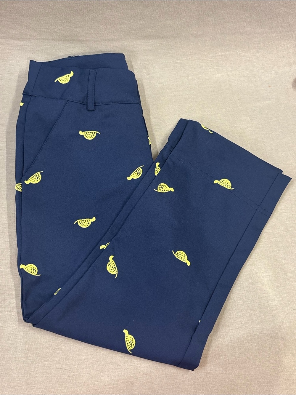 Turtles & Tees youth boys Navy Blue turtle embroidered golf pants  5/6